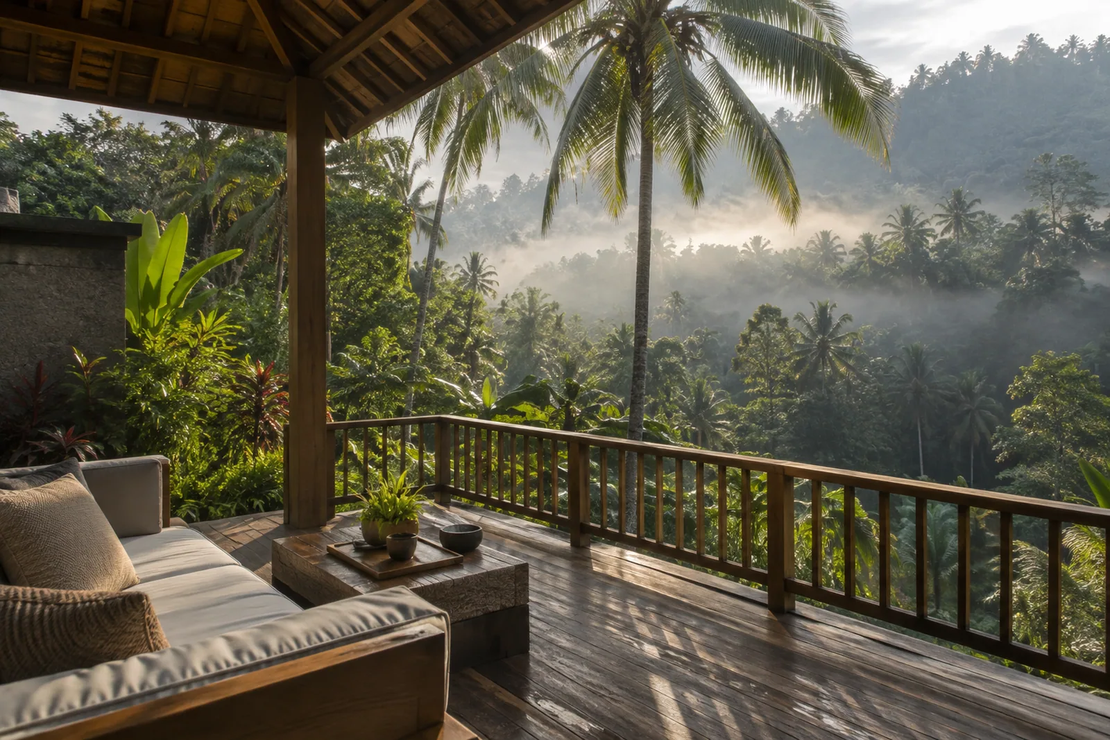 Ubud: villa terraces look into the jungle, not the ocean.